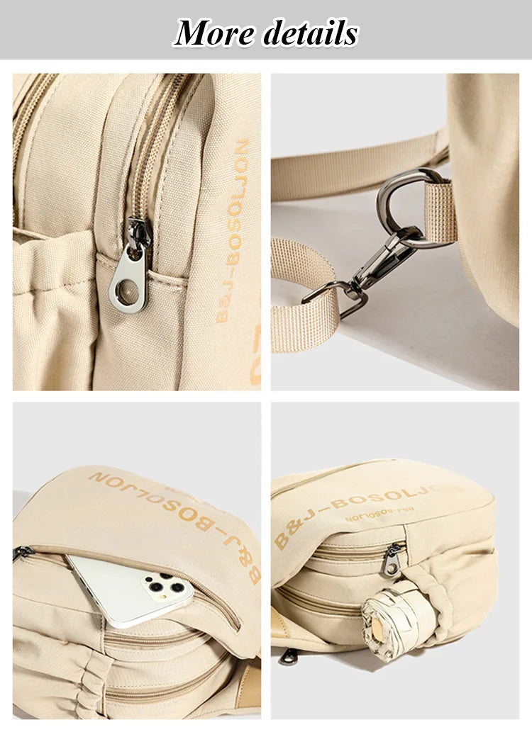 Japanese Style Simple Multi-Carry Waterproof Nylon Bag