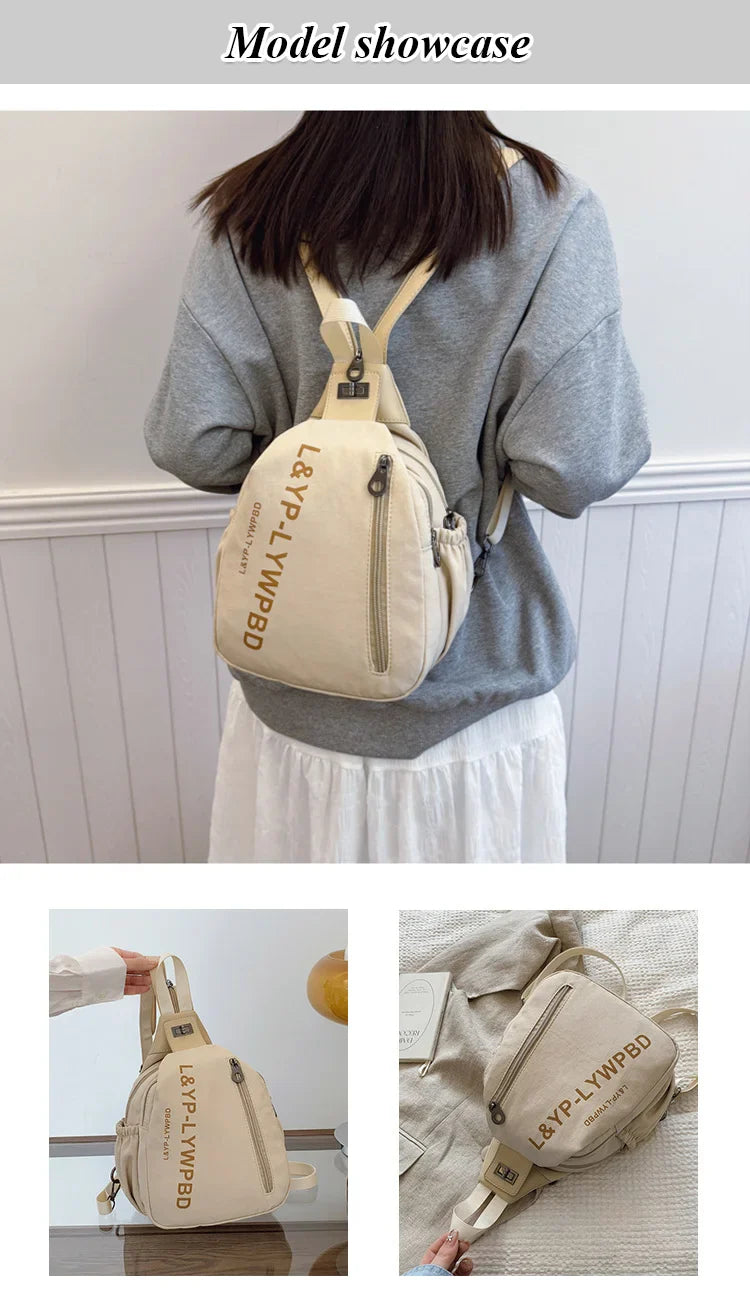 Japanese Style Simple Multi-Carry Waterproof Nylon Bag