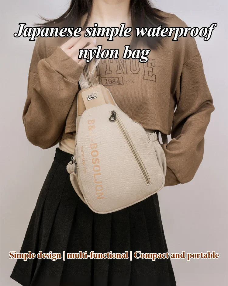 Japanese Style Simple Multi-Carry Waterproof Nylon Bag