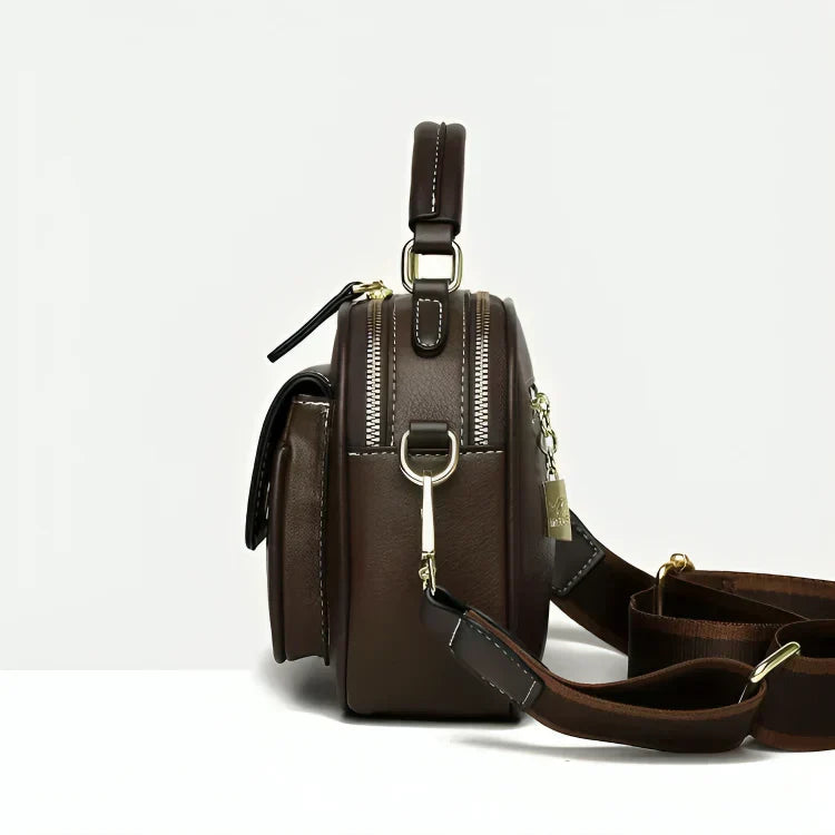 Double Fusion Double-Layer Shoulder Bag With Wide Strap