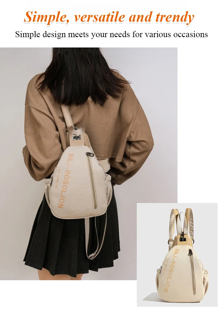 Japanese Style Simple Multi-Carry Waterproof Nylon Bag