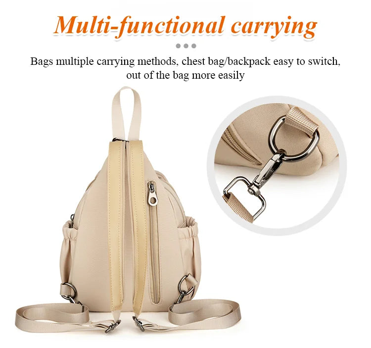 Japanese Style Simple Multi-Carry Waterproof Nylon Bag