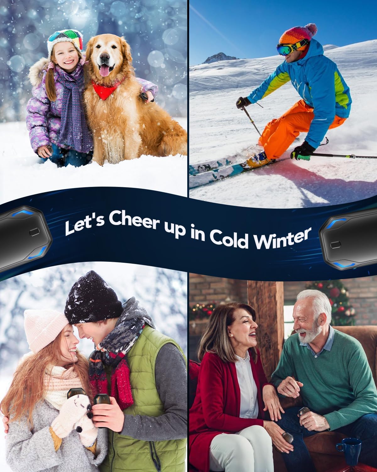 Rechargeable Hand Warmers 2 Pack 6000mAh, Electric Hand Warmers with 3 Heating Modes