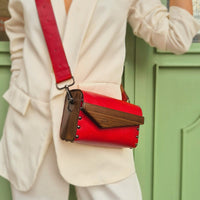 Crossbody Purse With Walnut Wood Sides