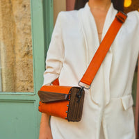 Crossbody Purse With Walnut Wood Sides