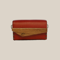Crossbody Purse With Walnut Wood Sides