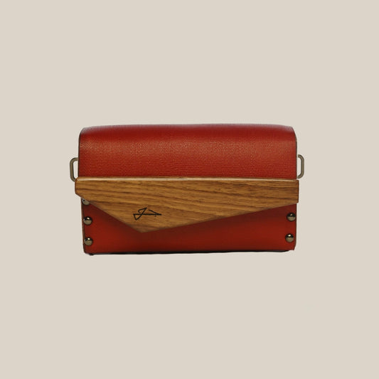 Crossbody Purse With Walnut Wood Sides